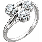 14K White 3/8 CTW Natural Diamond Three-Stone Ring