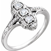 14K White 1/3 CTW Natural Diamond Vintage-Inspired Ring