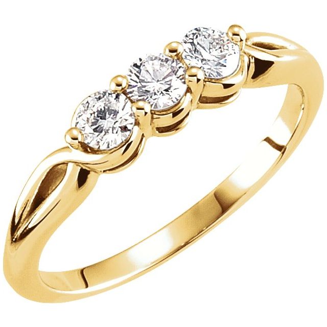 14K Yellow 1/2 CTW Natural Diamond Three-Stone Ring