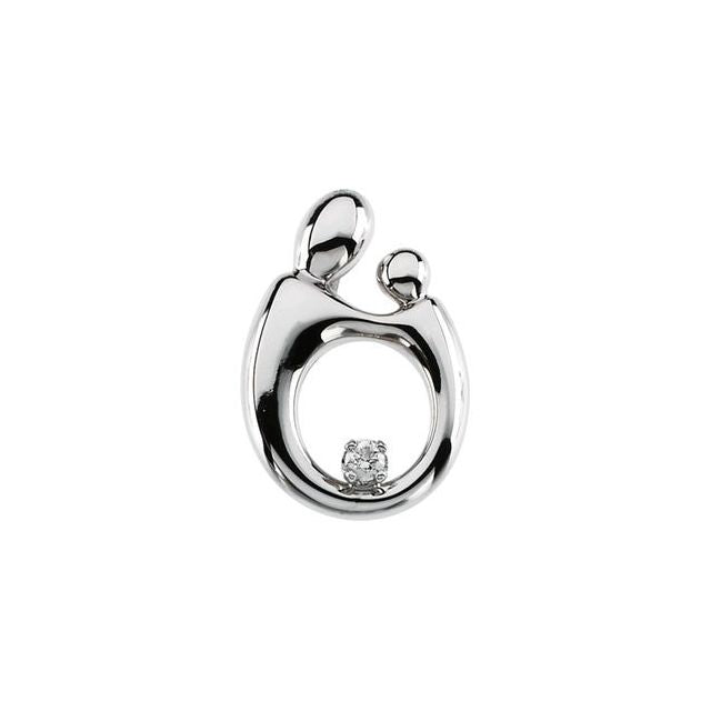 14K White .05 CT Natural Diamond Mother and Child? Slide Pendant