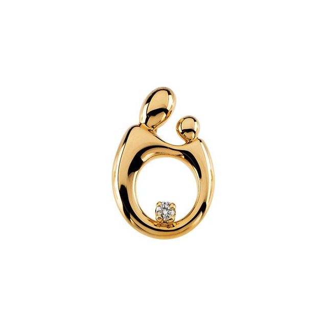 14K Yellow .05 CT Natural Diamond Mother and Child? Slide Diamond Pendant