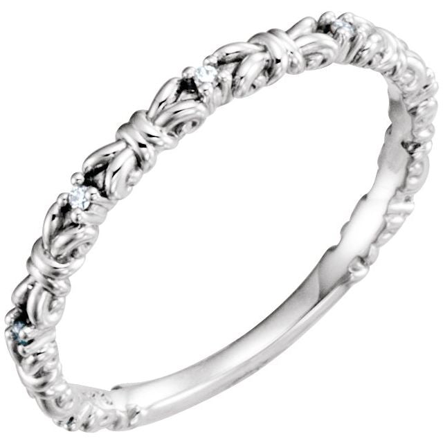 Platinum .04 CTW Natural Diamond Stackable Ring