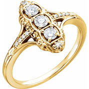 14K Yellow 1/3 CTW Natural Diamond Vintage-Inspired Ring
