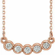 14K Rose .07 CTW Natural Diamond Bezel-Set 16-18" Necklace