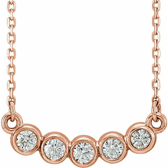 14K Rose .07 CTW Natural Diamond Bezel-Set 16-18" Necklace