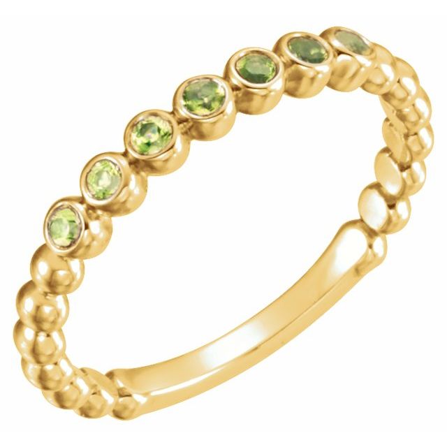 14K Yellow Natural Peridot Stackable Ring