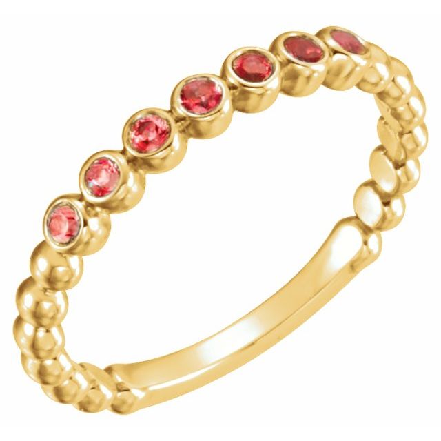 14K Yellow Natural Mozambique Garnet Stackable Ring