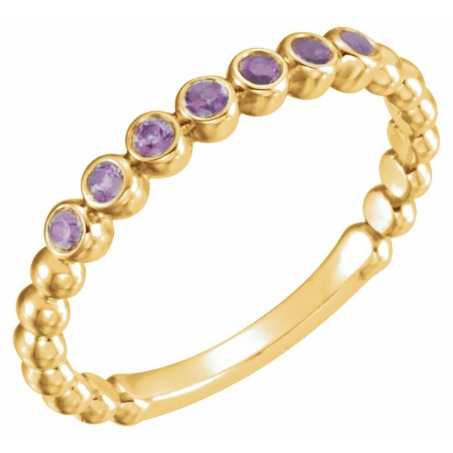 14K Yellow Natural Alexandrite Stackable Ring
