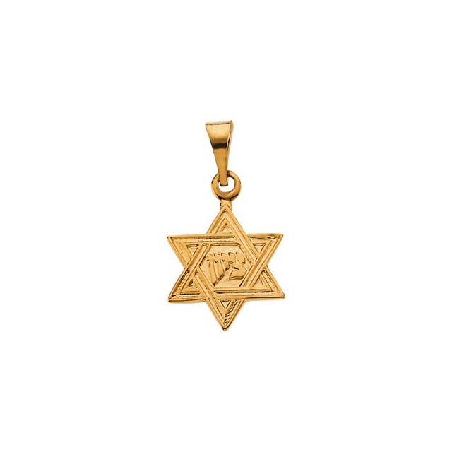 14K Yellow 15x12 mm Star of David Pendant
