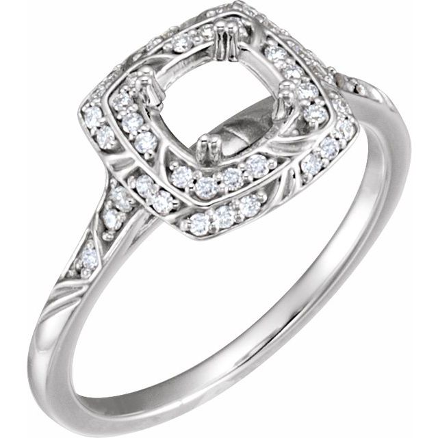 Platinum 6.5 mm Round 1/5 CTW Natural Diamond Semi-Set Engagement Ring