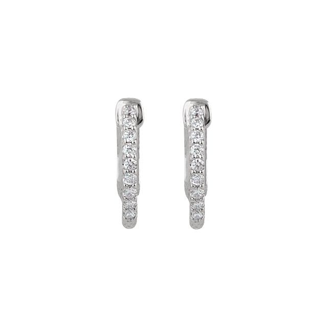 Platinum 1/4 CTW Natural Diamond Inside-Outside 14.5 mm Hinged Hoop Earrings