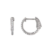 Platinum 1/4 CTW Natural Diamond Inside-Outside 14.5 mm Hinged Hoop Earrings