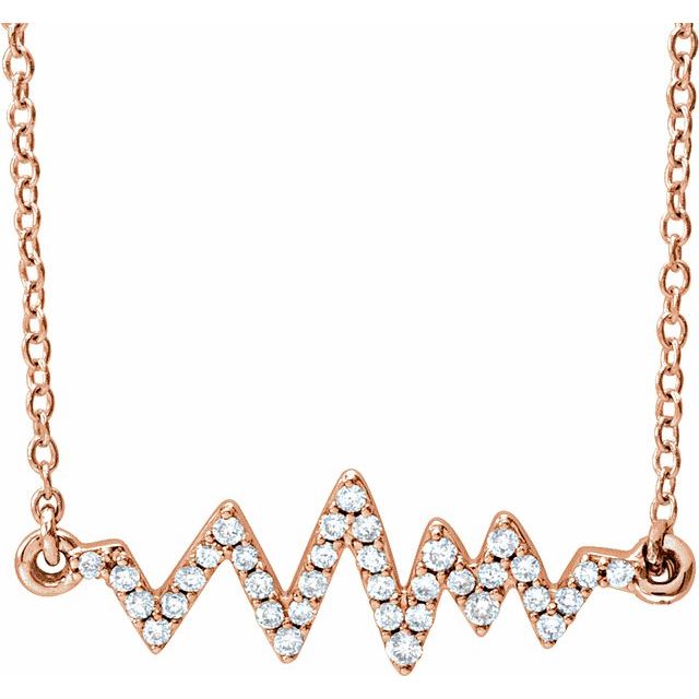 14K Rose Gold 1/6 CTW Natural Diamond Heartbeat Necklace - Perfect Gift