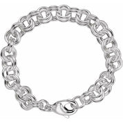 Sterling Silver 9 mm Double Link Cable 7 1/2" Chain