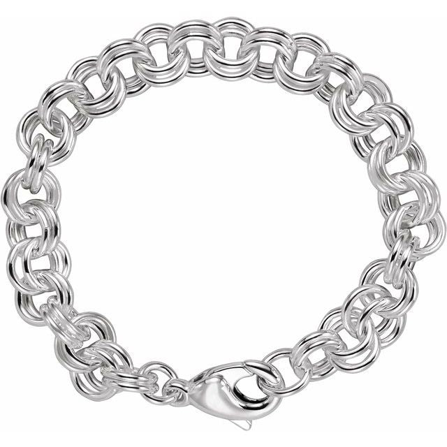 Sterling Silver 9 mm Double Link Cable 7 1/2" Chain