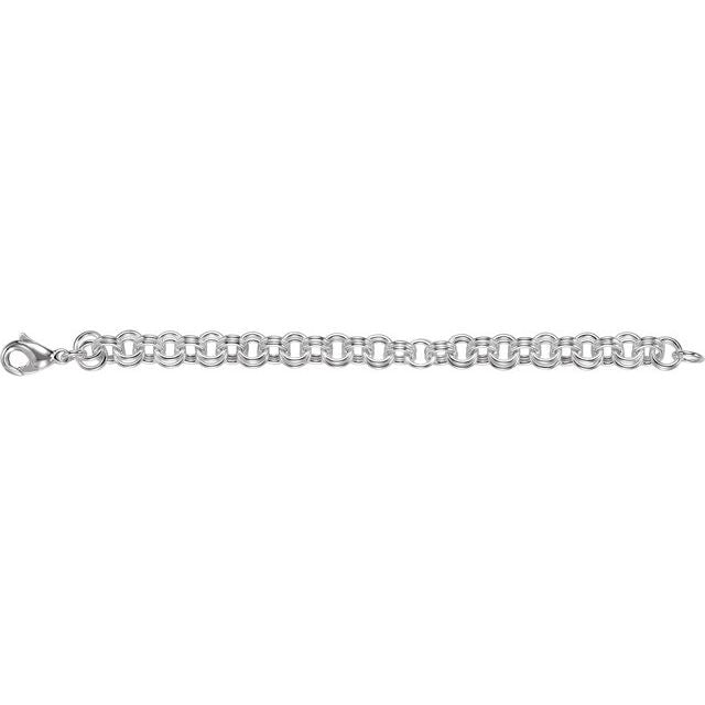 Sterling Silver 9 mm Double Link Cable 7 1/2" Chain