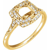 18K Yellow 6.5 mm Round 1/5 CTW Natural Diamond Semi-Set Engagement Ring
