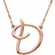 14K Rose Script Initial D 16" Necklace
