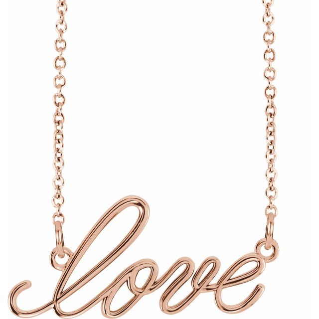 14K Rose Love Necklace 16 1/2" by Brand Name