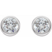 14K White 1/3 CTW Natural Diamond Bezel-Set Earrings