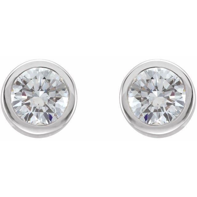 14K White 1/3 CTW Natural Diamond Bezel-Set Earrings