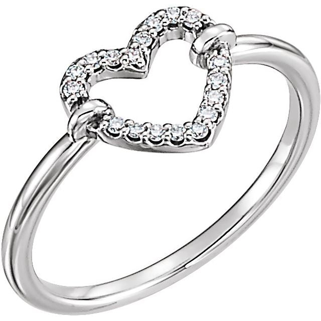 14K White Gold .07 CTW Natural Diamond Heart Ring - Elegant Jewelry by Brand