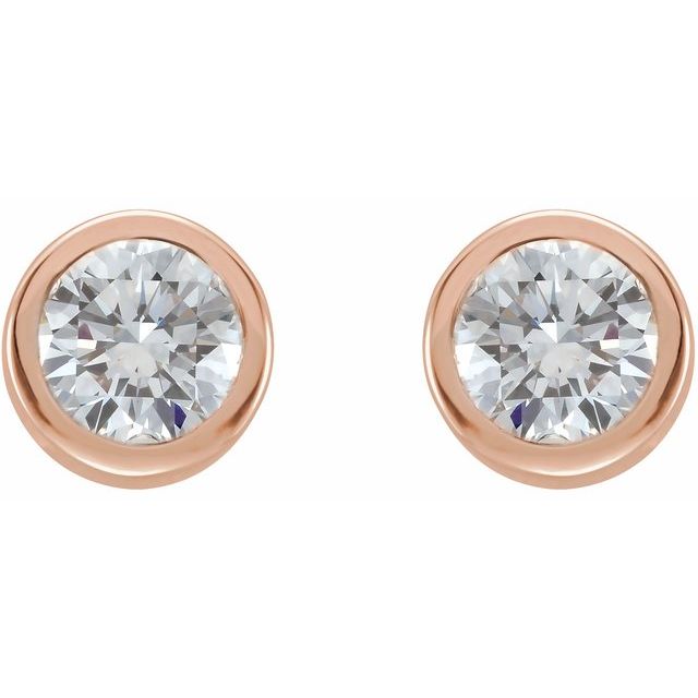 14K Rose 1/3 CTW Natural Diamond Bezel-Set Earrings