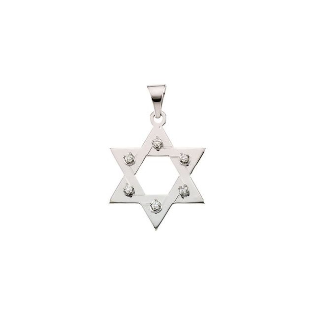 14K White .06 CTW Natural Diamond Star of David Pendant