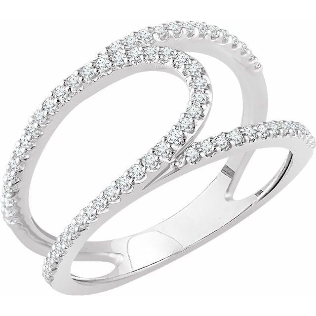 14K White 1/3 CTW Natural Diamond Negative Space Ring - Elegant Design by Brand