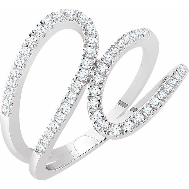 14K White Gold 1/3 CTW Natural Diamond Freeform Ring