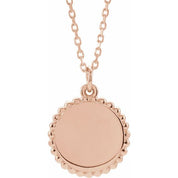 18K Rose Gold-Plated Sterling Silver Engravable Beaded Disc 16-18" Necklace