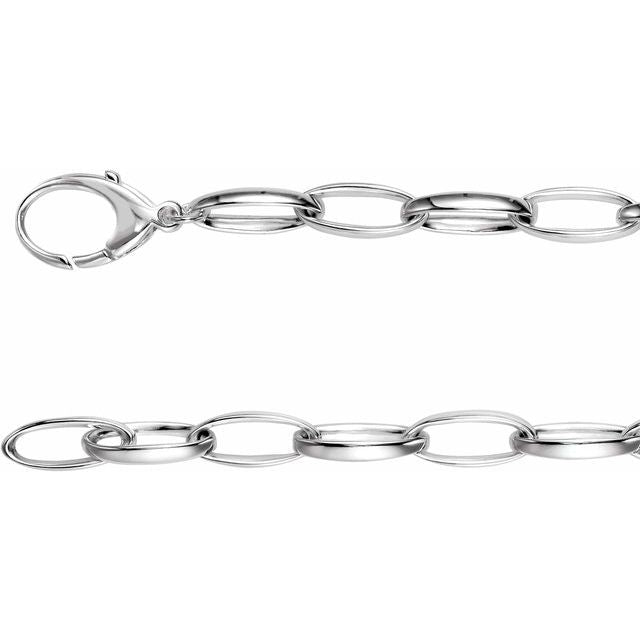 Sterling Silver 7.25 mm Oval Cable Chain - CH593