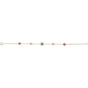 10K Yellow Natural Diamond Youth Flower and Double Heart Bracelet Collection