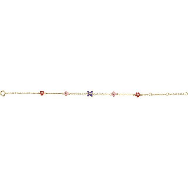 10K Yellow Natural Diamond Youth Flower and Double Heart Bracelet Collection