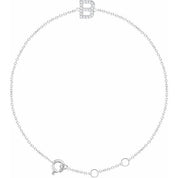 14K White .07 CTW Natural Diamond Initial B 6-7" Bracelet