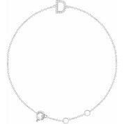 14K White .06 CTW Natural Diamond Initial D 6-7" Bracelet