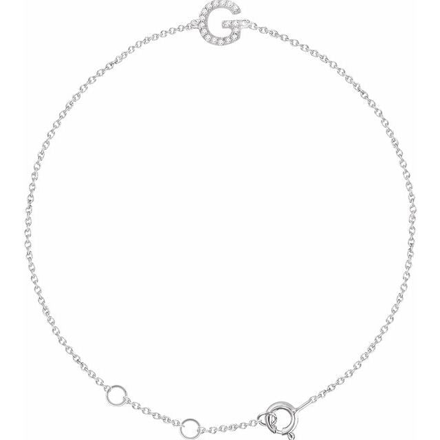 14K White .05 CTW Natural Diamond Initial G 6-7" Bracelet