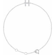 14K White .06 CTW Natural Diamond Initial H 6-7" Bracelet