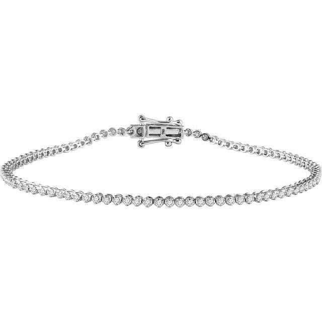 14K White 9/10 CTW Natural Diamond 7" Line Bracelet