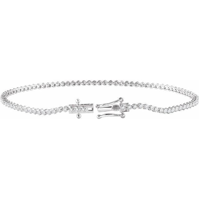 14K White 9/10 CTW Natural Diamond 7" Line Bracelet