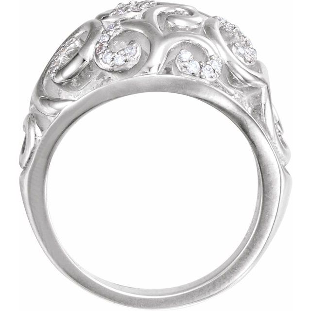 Sterling Silver 1/6 CTW Natural Diamond Scroll Ring
