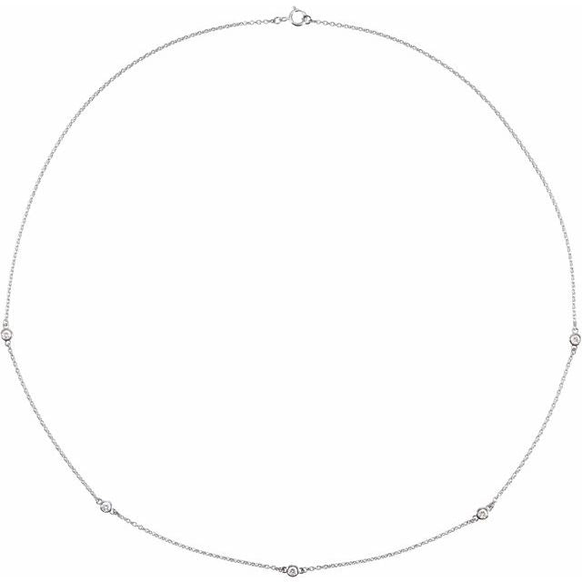 14K White 1/4 CTW Natural Diamond 5-Station 18" Necklace