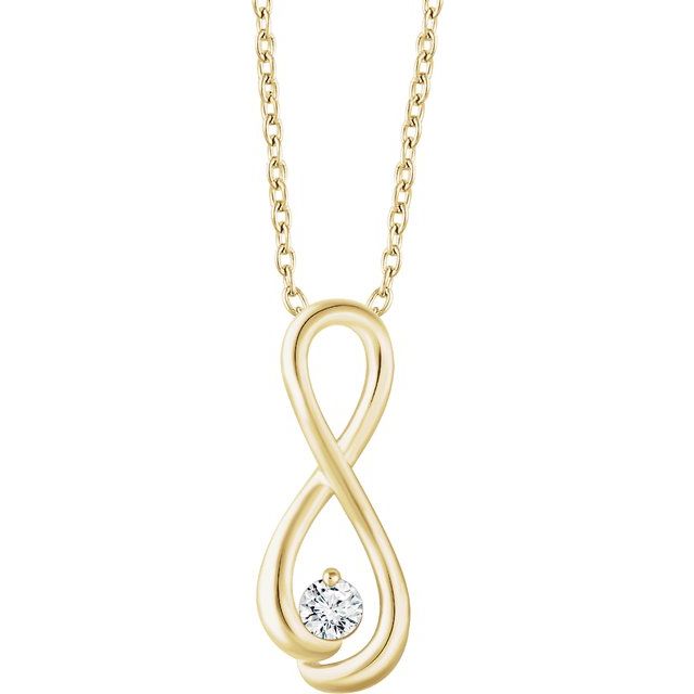 14K Yellow Gold 1/6 CTW Natural Diamond Infinity Necklace - 16-18"