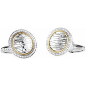 Sterling Silver & 14K Yellow 1/2 CTW Natural Diamond Elephant Print Cuff Links