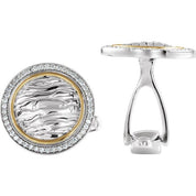 Sterling Silver & 14K Yellow 1/2 CTW Natural Diamond Elephant Print Cuff Links