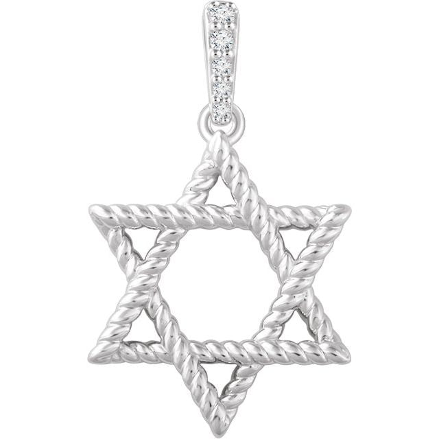 14K White Gold .025 CTW Natural Diamond Star of David Pendant