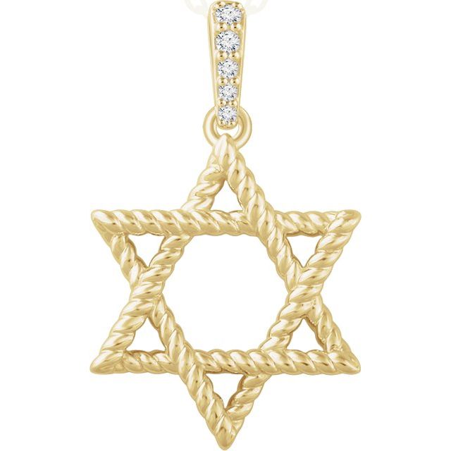 14K Yellow Gold .025 CTW Natural Diamond Star of David Pendant - 652724:60001:P