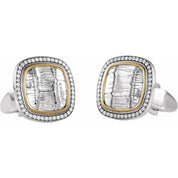 Sterling Silver & 14K Yellow 1/2 CTW Natural Diamond Alligator Print Cuff Links