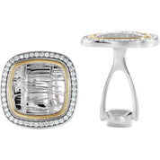 Sterling Silver & 14K Yellow 1/2 CTW Natural Diamond Alligator Print Cuff Links