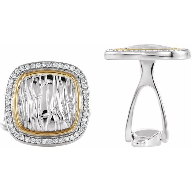 Sterling Silver & 14K Yellow Elephant Print Cuff Link Mounting